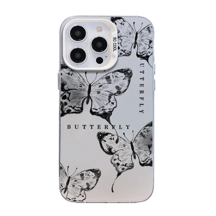 Butterfly Pattern Silver Plating PC Hybrid TPU Phone Case, For iPhone 16 Pro, For iPhone 16 Plus, For iPhone 16, For iPhone 15 Pro Max, For iPhone 15 Pro, For iPhone 15 Plus