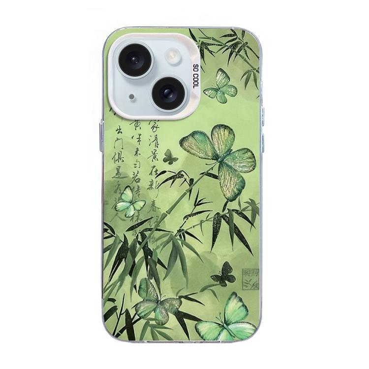 Butterfly Pattern Silver Plating PC Hybrid TPU Phone Case, For iPhone 16 Pro, For iPhone 16 Plus, For iPhone 16, For iPhone 15 Pro Max, For iPhone 15 Pro, For iPhone 15 Plus
