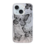 蝶柄シルバープレーティングPCハイブリッドTPUスマホケース、iPhone 15用、iPhone 14 Plus用、iPhone 14用、iPhone 14 Pro用、iPhone 14 Pro Max用、iPhone SE 2022 / SE 2020用