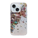 蝶柄シルバープレーティングPCハイブリッドTPUスマホケース、iPhone 15用、iPhone 14 Plus用、iPhone 14用、iPhone 14 Pro用、iPhone 14 Pro Max用、iPhone SE 2022 / SE 2020用