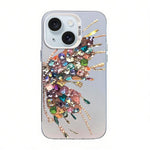 蝶柄シルバープレーティングPCハイブリッドTPUスマホケース、iPhone 15用、iPhone 14 Plus用、iPhone 14用、iPhone 14 Pro用、iPhone 14 Pro Max用、iPhone SE 2022 / SE 2020用