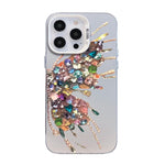 蝶柄シルバープレーティングPCハイブリッドTPUスマホケース、iPhone 15用、iPhone 14 Plus用、iPhone 14用、iPhone 14 Pro用、iPhone 14 Pro Max用、iPhone SE 2022 / SE 2020用