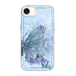 蝶柄シルバープレーティングPCハイブリッドTPUスマホケース、iPhone 15用、iPhone 14 Plus用、iPhone 14用、iPhone 14 Pro用、iPhone 14 Pro Max用、iPhone SE 2022 / SE 2020用