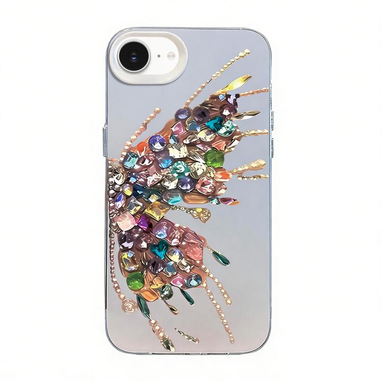 蝶柄シルバープレーティングPCハイブリッドTPUスマホケース、iPhone 15用、iPhone 14 Plus用、iPhone 14用、iPhone 14 Pro用、iPhone 14 Pro Max用、iPhone SE 2022 / SE 2020用