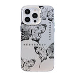 蝶柄シルバープレーティングPCハイブリッドTPUスマホケース、iPhone 13 Pro Max用、iPhone 13 Pro用、iPhone 13用、iPhone 13 mini用、iPhone 12 Pro Max用、iPhone 12 Pro用