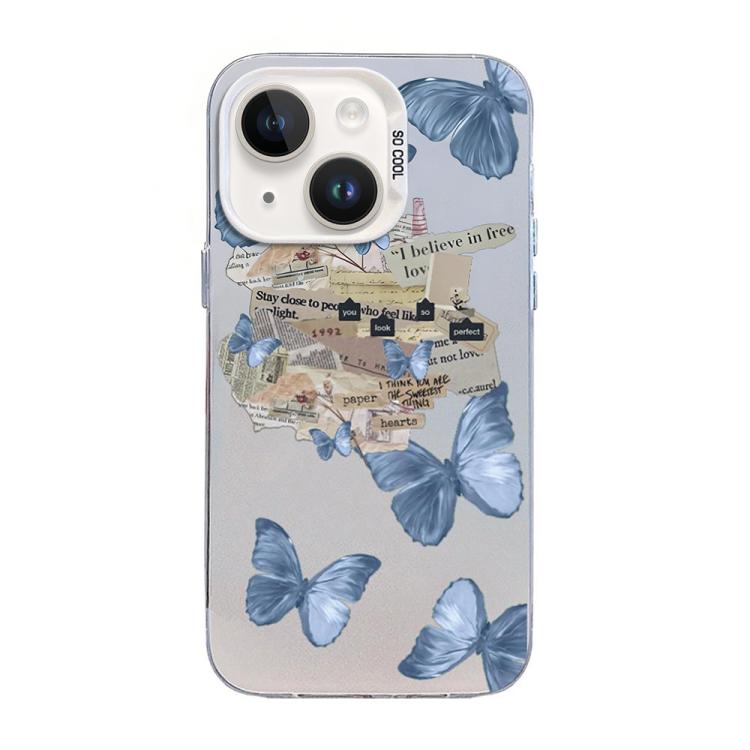 蝶柄シルバープレーティングPCハイブリッドTPUスマホケース、iPhone 13 Pro Max用、iPhone 13 Pro用、iPhone 13用、iPhone 13 mini用、iPhone 12 Pro Max用、iPhone 12 Pro用