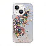蝶柄シルバープレーティングPCハイブリッドTPUスマホケース、iPhone 13 Pro Max用、iPhone 13 Pro用、iPhone 13用、iPhone 13 mini用、iPhone 12 Pro Max用、iPhone 12 Pro用