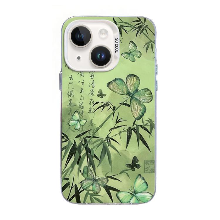 蝶柄シルバープレーティングPCハイブリッドTPUスマホケース、iPhone 13 Pro Max用、iPhone 13 Pro用、iPhone 13用、iPhone 13 mini用、iPhone 12 Pro Max用、iPhone 12 Pro用