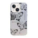 蝶柄シルバープレーティングPCハイブリッドTPUスマホケース、iPhone 13 Pro Max用、iPhone 13 Pro用、iPhone 13用、iPhone 13 mini用、iPhone 12 Pro Max用、iPhone 12 Pro用