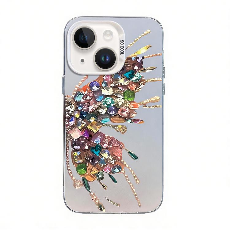 蝶柄シルバープレーティングPCハイブリッドTPUスマホケース、iPhone 13 Pro Max用、iPhone 13 Pro用、iPhone 13用、iPhone 13 mini用、iPhone 12 Pro Max用、iPhone 12 Pro用