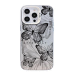 蝶柄シルバープレーティングPCハイブリッドTPUスマホケース、iPhone 13 Pro Max用、iPhone 13 Pro用、iPhone 13用、iPhone 13 mini用、iPhone 12 Pro Max用、iPhone 12 Pro用