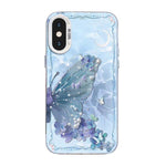 蝶柄シルバープレーティングPCハイブリッドTPUスマホケース、iPhone XS Max用、iPhone 8 Plus / 7 Plus用