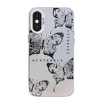 蝶柄シルバープレーティングPCハイブリッドTPUスマホケース、iPhone XS Max用、iPhone 8 Plus / 7 Plus用