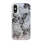 蝶柄シルバープレーティングPCハイブリッドTPUスマホケース、iPhone XS Max用、iPhone 8 Plus / 7 Plus用