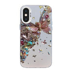蝶柄シルバープレーティングPCハイブリッドTPUスマホケース、iPhone XS Max用、iPhone 8 Plus / 7 Plus用