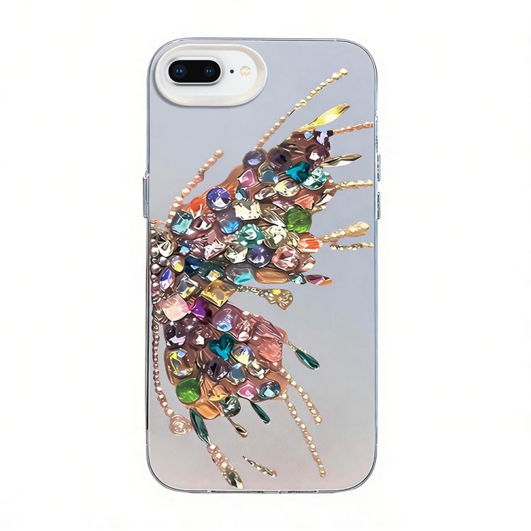 蝶柄シルバープレーティングPCハイブリッドTPUスマホケース、iPhone XS Max用、iPhone 8 Plus / 7 Plus用