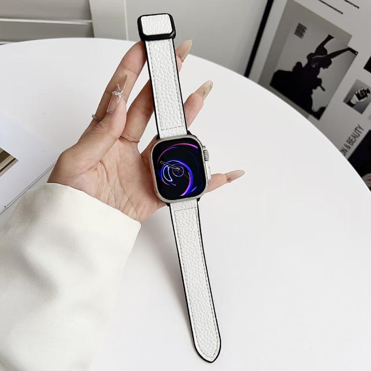 xDfind ライチテクスチャー ヴィーガンレザー マグネットバックル 時計バンド、Apple Watch 42 / 44 / 45 / 46 / 49mm用、Apple Watch 38 / 40 / 41 / S11 42mm用