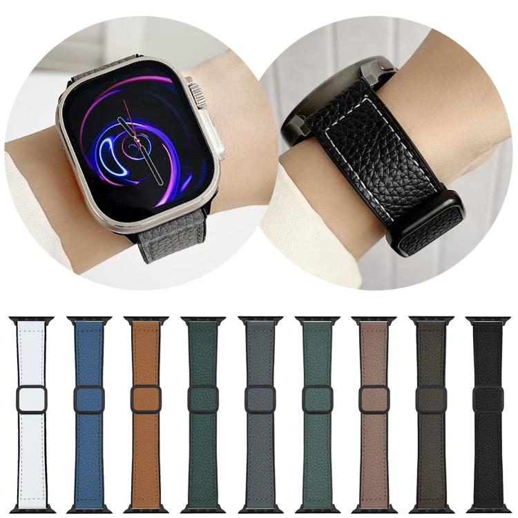 xDfind ライチテクスチャー ヴィーガンレザー マグネットバックル 時計バンド、Apple Watch 42 / 44 / 45 / 46 / 49mm用、Apple Watch 38 / 40 / 41 / S11 42mm用