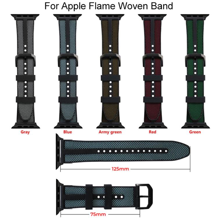 xDfind フレイム ハイブリッド ナイロン ブレイド シリコン 時計バンド、Apple Watch 42 / 44 / 45 / 46 / 49mm用、Apple Watch 38 / 40 / 41 / S11 42mm用