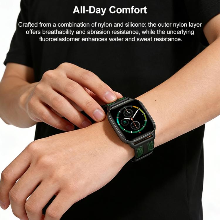 xDfind フレイム ハイブリッド ナイロン ブレイド シリコン 時計バンド、Apple Watch 42 / 44 / 45 / 46 / 49mm用、Apple Watch 38 / 40 / 41 / S11 42mm用
