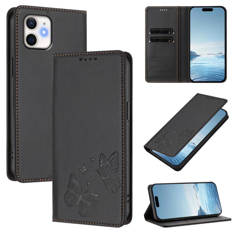 強力マグネット二重バタフライRFIDヴィーガンレザースマホケース iPhone 12 Pro Max用 iPhone 11 Pro Max用 iPhone 11用 iPhone 11 Pro用