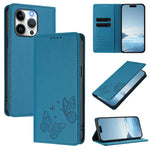 Strong Magnetic Dual Butterfly RFID Vegan Leather Phone Case, For iPhone 15, For iPhone 14 Plus, For iPhone 14 / 13, For iPhone 14 Pro