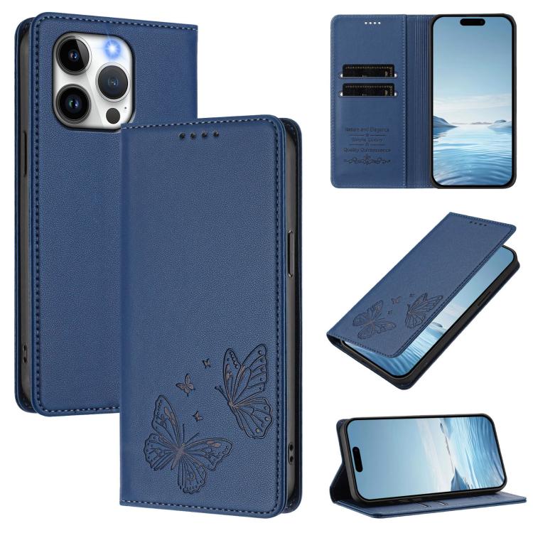 Strong Magnetic Dual Butterfly RFID Vegan Leather Phone Case, For iPhone 15, For iPhone 14 Plus, For iPhone 14 / 13, For iPhone 14 Pro