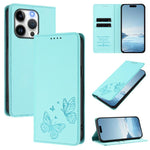 Strong Magnetic Dual Butterfly RFID Vegan Leather Phone Case, For iPhone 16, For iPhone 15 Pro Max, For iPhone 15 Pro, For iPhone 15 Plus