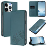 Strong Magnetic Dual Butterfly RFID Vegan Leather Phone Case, For iPhone 16, For iPhone 15 Pro Max, For iPhone 15 Pro, For iPhone 15 Plus