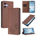 Strong Magnetic Dual Butterfly RFID Vegan Leather Phone Case, For iPhone 16, For iPhone 15 Pro Max, For iPhone 15 Pro, For iPhone 15 Plus