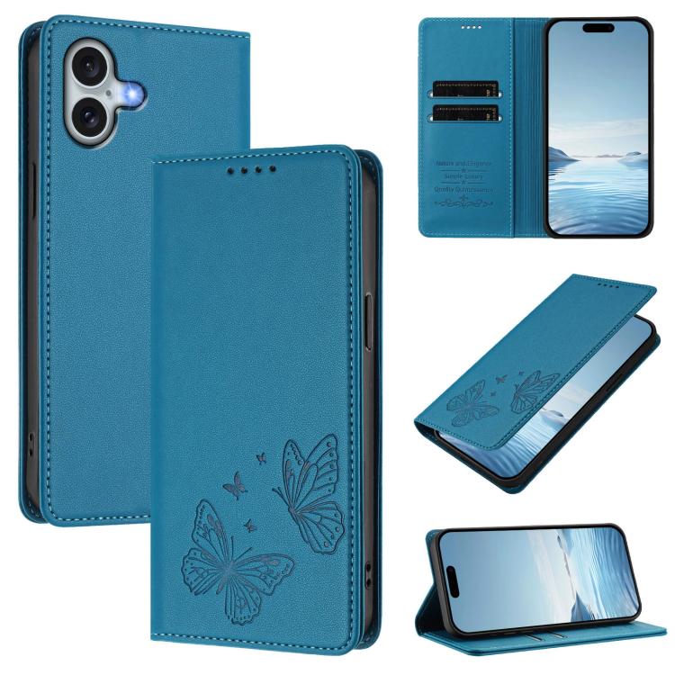 強力磁気デュアルバタフライRFIDヴィーガンレザー電話ケース、iPhone Air用、iPhone 16 Pro Max用、iPhone 16 Pro用、iPhone 16 Plus用