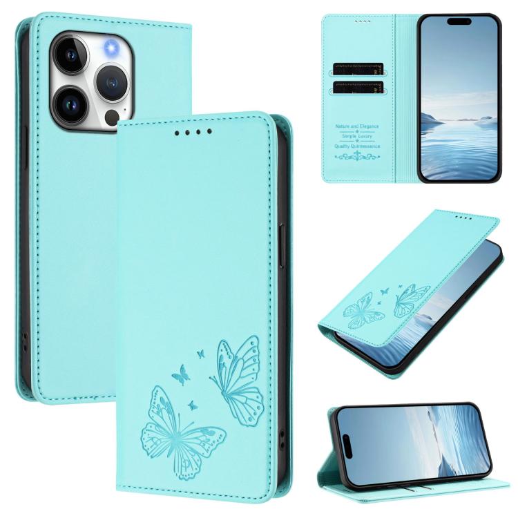 強力磁気デュアルバタフライRFIDヴィーガンレザー電話ケース、iPhone Air用、iPhone 16 Pro Max用、iPhone 16 Pro用、iPhone 16 Plus用