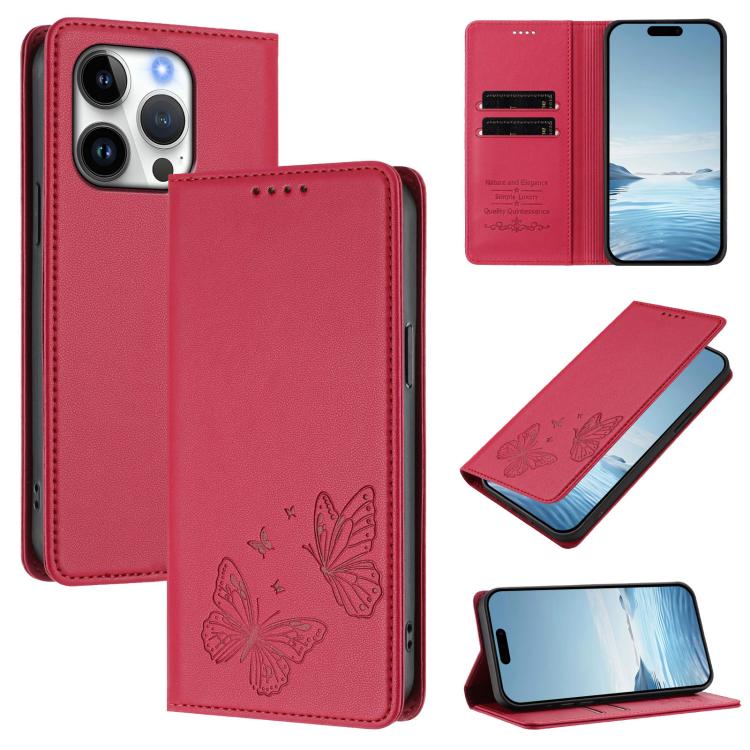 強力磁気デュアルバタフライRFIDヴィーガンレザー電話ケース、iPhone Air用、iPhone 16 Pro Max用、iPhone 16 Pro用、iPhone 16 Plus用