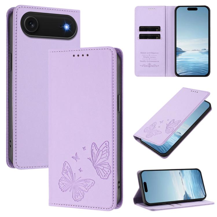 強力磁気デュアルバタフライRFIDヴィーガンレザー電話ケース、iPhone Air用、iPhone 16 Pro Max用、iPhone 16 Pro用、iPhone 16 Plus用