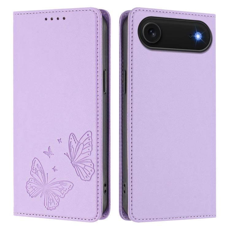 強力磁気デュアルバタフライRFIDヴィーガンレザー電話ケース、iPhone Air用、iPhone 16 Pro Max用、iPhone 16 Pro用、iPhone 16 Plus用