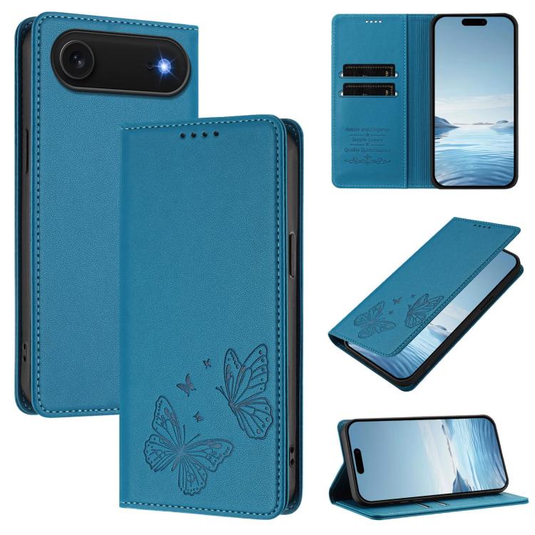 強力磁気デュアルバタフライRFIDヴィーガンレザー電話ケース、iPhone Air用、iPhone 16 Pro Max用、iPhone 16 Pro用、iPhone 16 Plus用
