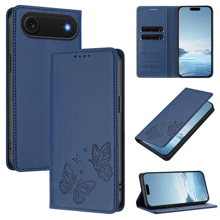 強力磁気デュアルバタフライRFIDヴィーガンレザー電話ケース、iPhone Air用、iPhone 16 Pro Max用、iPhone 16 Pro用、iPhone 16 Plus用