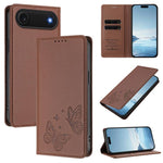 強力磁気デュアルバタフライRFIDヴィーガンレザー電話ケース、iPhone Air用、iPhone 16 Pro Max用、iPhone 16 Pro用、iPhone 16 Plus用