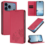 強力磁気デュアルバタフライRFIDヴィーガンレザースマホケース、iPhone 17e / 16e用、iPhone 17 Pro Max用、iPhone 17 Pro用、iPhone 17用