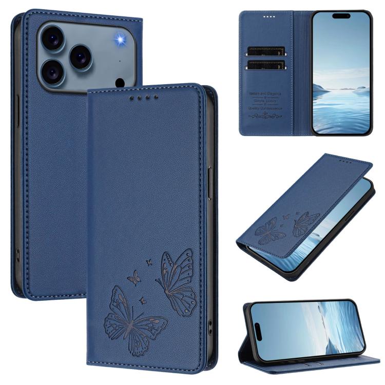 強力磁気デュアルバタフライRFIDヴィーガンレザースマホケース、iPhone 17e / 16e用、iPhone 17 Pro Max用、iPhone 17 Pro用、iPhone 17用