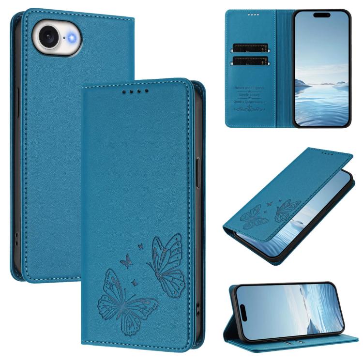 強力磁気デュアルバタフライRFIDヴィーガンレザースマホケース、iPhone 17e / 16e用、iPhone 17 Pro Max用、iPhone 17 Pro用、iPhone 17用