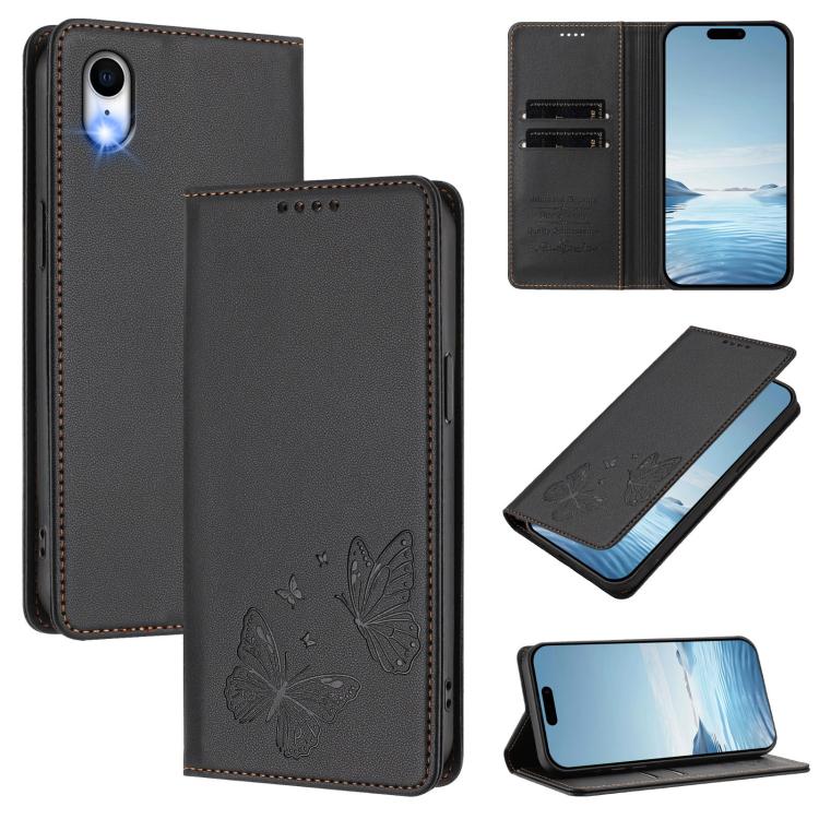 強力マグネット二重バタフライRFIDヴィーガンレザースマホケース iPhone X / XS用 iPhone XR用 iPhone XS Max用 iPhone 8 Plus / 7 Plus用