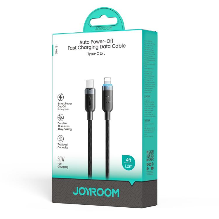 JOYROOM S-A63 StarWayシリーズ 1.2m 30W Type-C to 8ピン 自動電源オフ急速充電データケーブル、Type-C to 8ピン