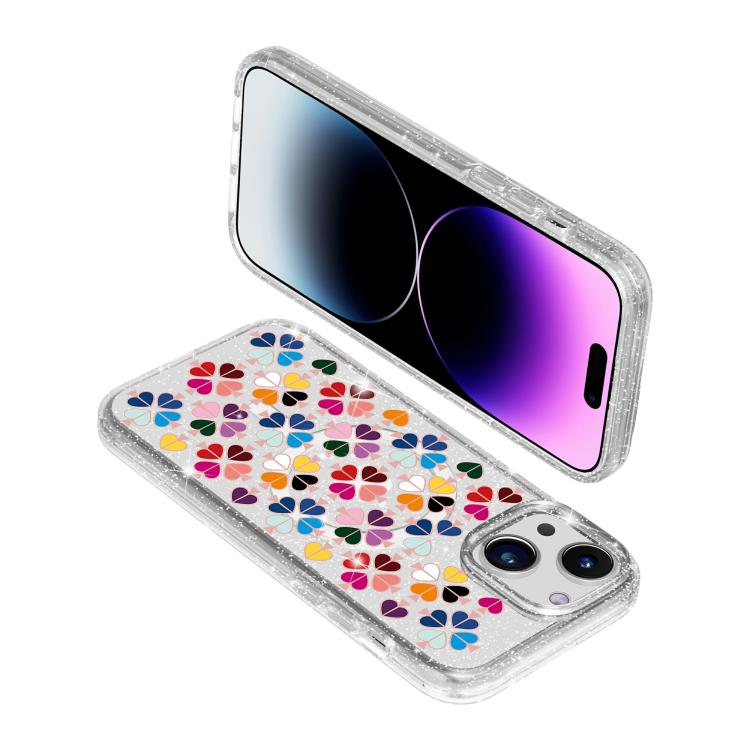 きらめくクリスタル 赤いハート柄 磁気スマホケース、iPhone 15 用、iPhone 14 Plus 用、iPhone 14 用、iPhone 14 Pro 用、iPhone 14 Pro Max 用、iPhone 13 Pro Max 用、iPhone 13 Pro 用、iPhone 13 用