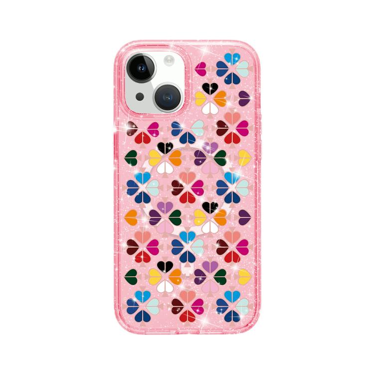 きらめくクリスタル 赤いハート柄 磁気スマホケース、iPhone 15 用、iPhone 14 Plus 用、iPhone 14 用、iPhone 14 Pro 用、iPhone 14 Pro Max 用、iPhone 13 Pro Max 用、iPhone 13 Pro 用、iPhone 13 用
