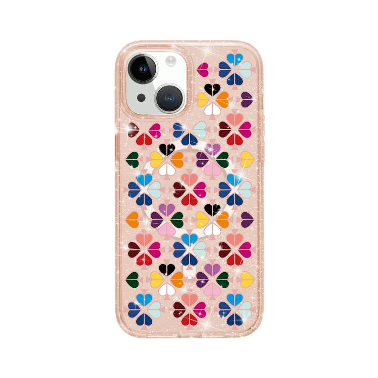 きらめくクリスタル 赤いハート柄 磁気スマホケース、iPhone 15 用、iPhone 14 Plus 用、iPhone 14 用、iPhone 14 Pro 用、iPhone 14 Pro Max 用、iPhone 13 Pro Max 用、iPhone 13 Pro 用、iPhone 13 用