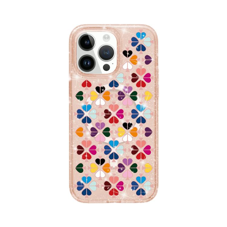きらめくクリスタル 赤いハート柄 磁気スマホケース、iPhone 15 用、iPhone 14 Plus 用、iPhone 14 用、iPhone 14 Pro 用、iPhone 14 Pro Max 用、iPhone 13 Pro Max 用、iPhone 13 Pro 用、iPhone 13 用