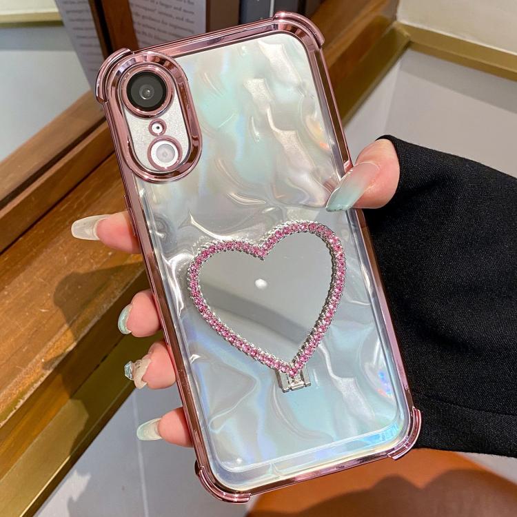 ハート型ミラー 電気めっき TPU + アクリル スマホケース ホルダー付き、iPhone XR 用、iPhone XS Max 用
