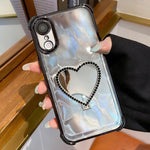 ハート型ミラー 電気めっき TPU + アクリル スマホケース ホルダー付き、iPhone XR 用、iPhone XS Max 用