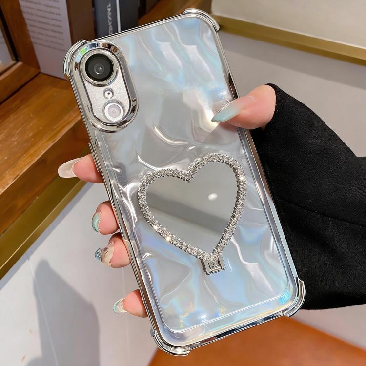 ハート型ミラー 電気めっき TPU + アクリル スマホケース ホルダー付き、iPhone XR 用、iPhone XS Max 用